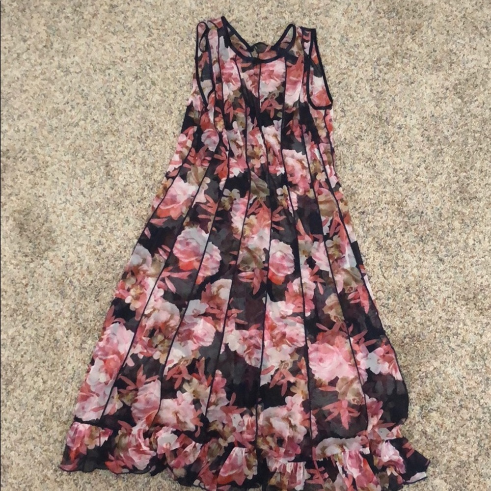 Sheer mesh dress with floral print